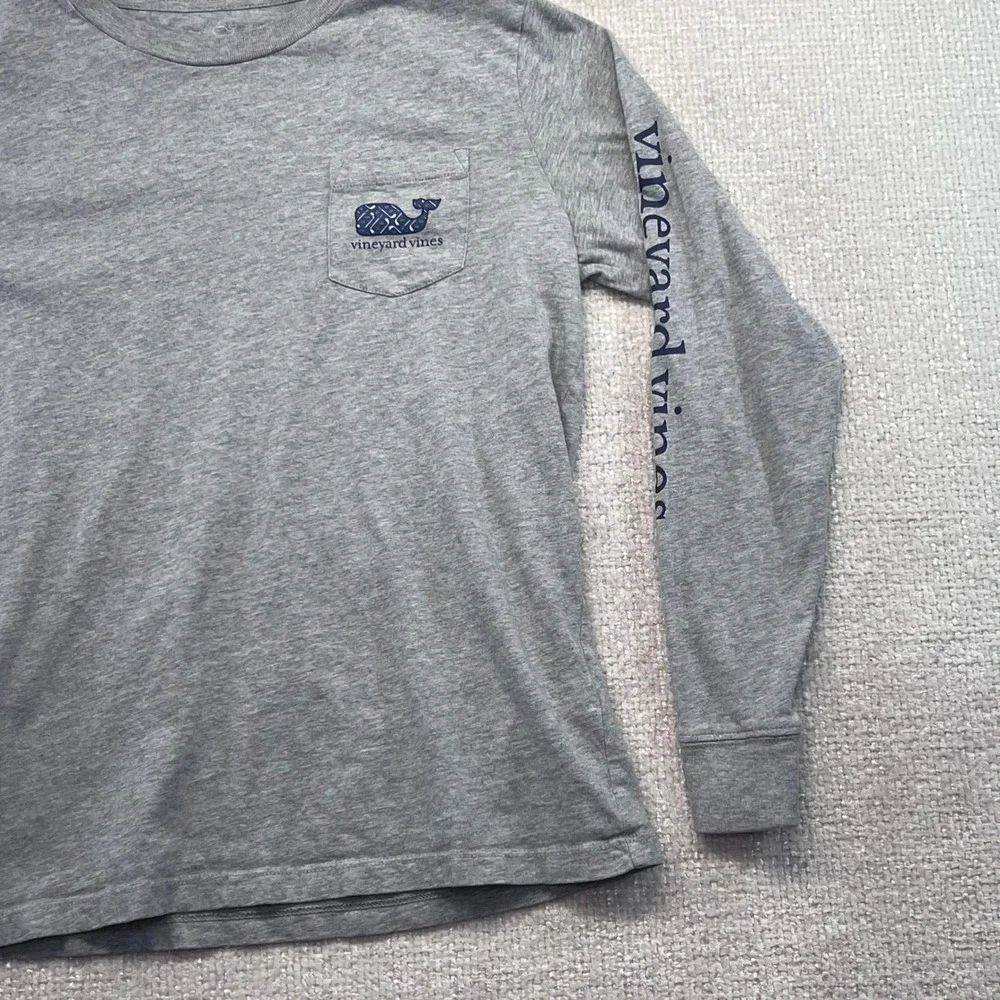 Vineyard Vines Youth‎ 12-14 Long Sleeve Gray Pocket Tee Whale Logo Shirt